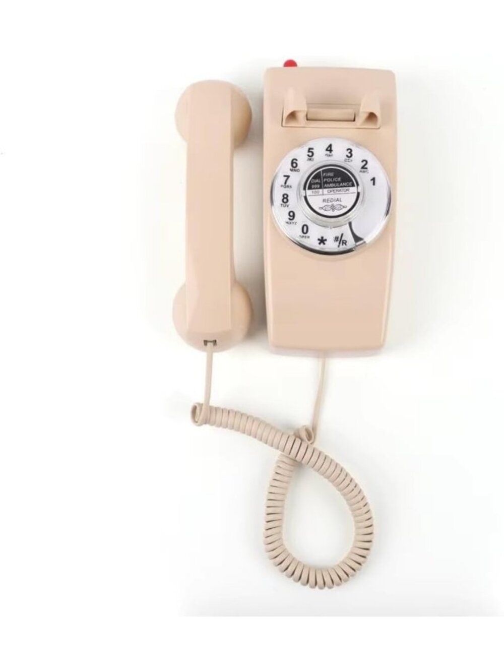 Vintage Corded Wall-Mount Phone, Antique Rotary Dial, Loud Bell, Retro